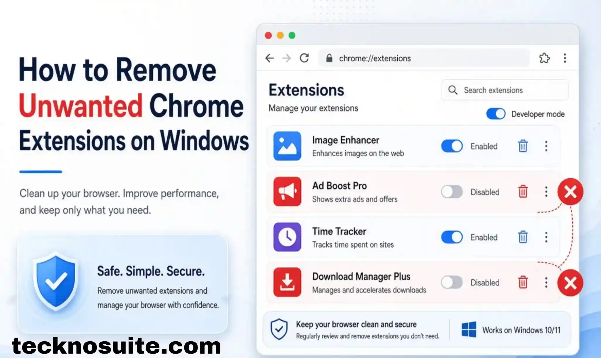 remove unwanted Chrome extensions on Windows